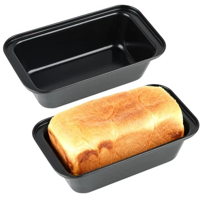 Lot de 2 moules à pain en acier au carbone 20x10x6 cm – Moule à cake rectangu... - Photo 1/4