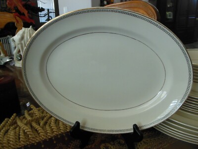 Pope Gosser Fine China 11" Platter Pattern 1114 Deco Black Key Gold ...