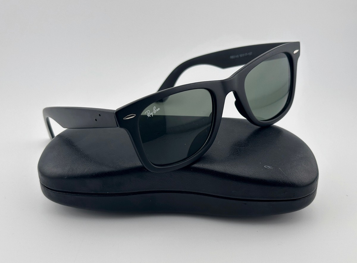 Vintage RAY BAN WAYFARER RB2140 MATTE BLACK, GREEN 50mm SUNGLASSES
