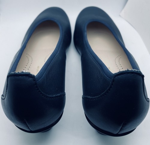 SAS Womens Milano Navy Blue Leather NEW Round Toe Slip On Pump Block Heel 6.5M - Picture 5 of 8
