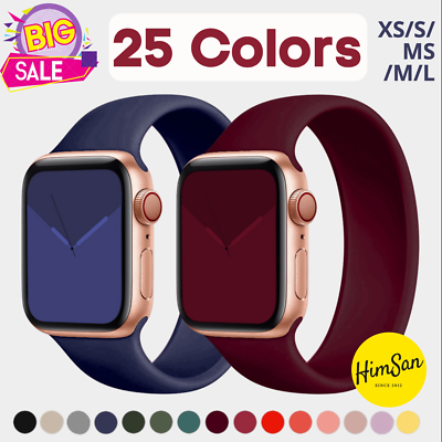 #ad #ad Silicone Solo Loop Band Strap Hot For Apple Watch Series 10 9 8 7 6 42 44 45 mm $10.44