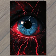 Art Print  Fiery Electric Eye Dark Fantasy Intense Red Lightning Vision Energy