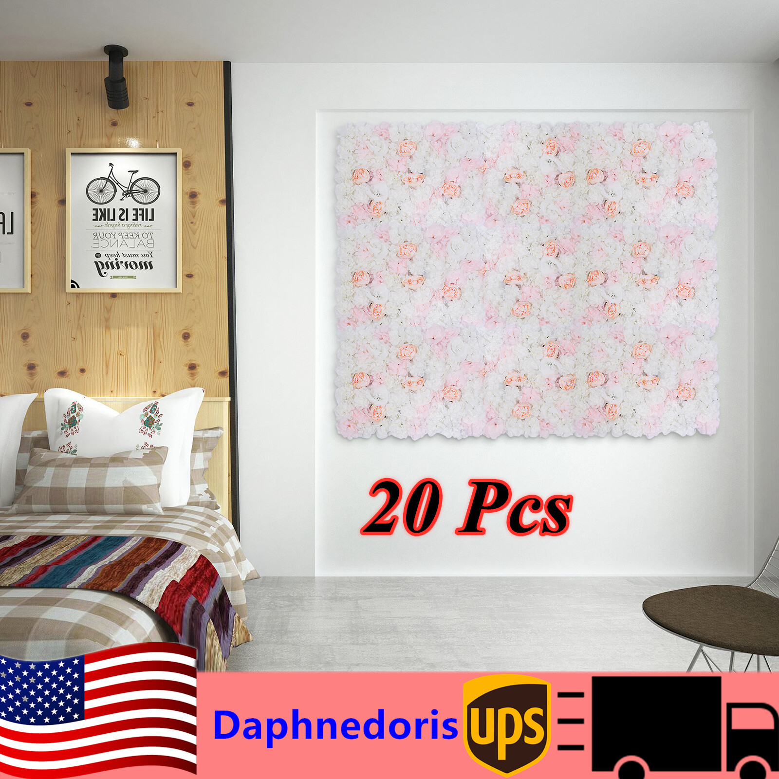 20 Pcs Romantic Artificial Flower Wall Wedding Home Background Floral Wall Decor