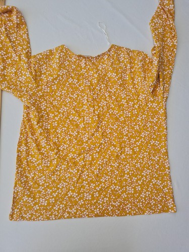 Ladies Top Damart Size 22 V Neck Long Sleeve Yellow Mix 29629 - Picture 12 of 13