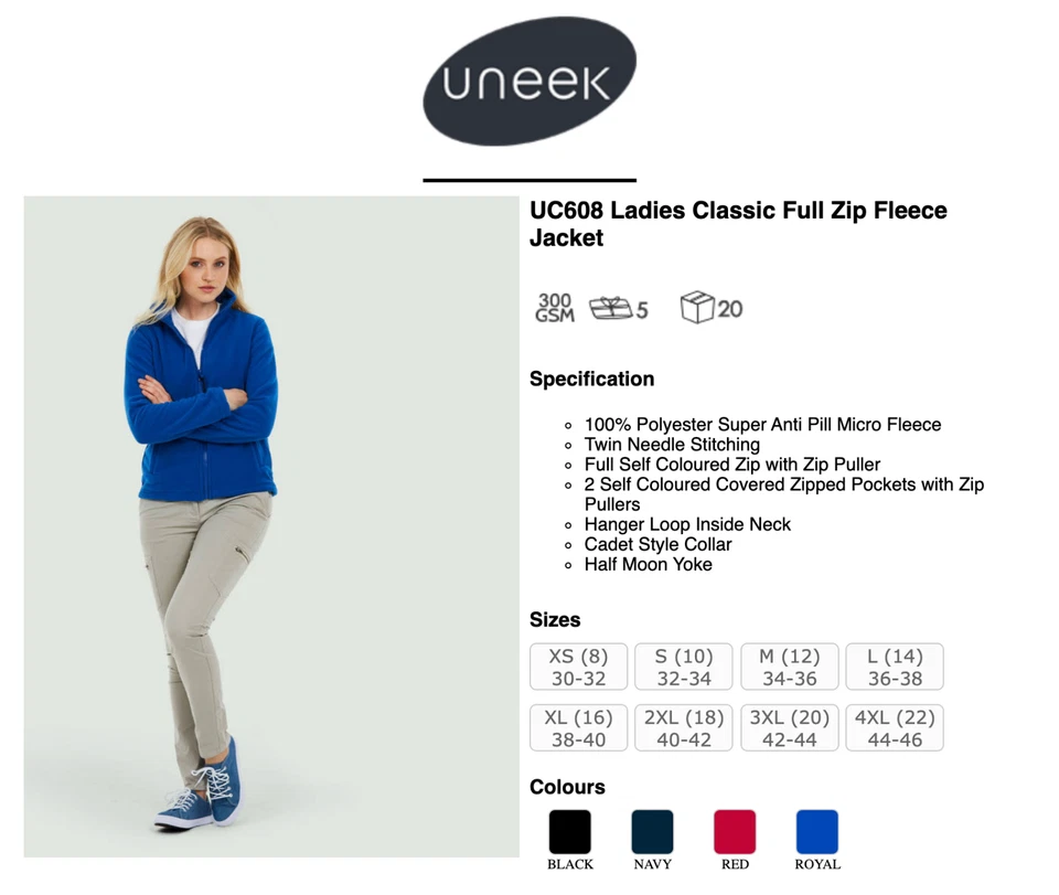 Ladies Classic Full Zip Micro Fleece Jacket Women's Outdoor Casual Winter Jacket - Image 4 of 4