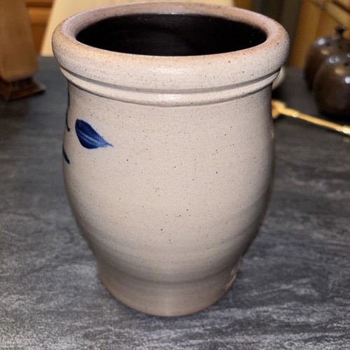 Vintage Rowe Pottery Works 2009 6.75" Salt Glaze Crock Highland, IL Illinois #X - Picture 7 of 19