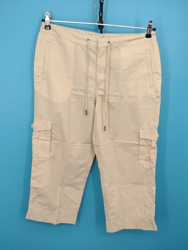 Faded Glory Capris Womens Size 10 Yellow Cargo Pants Cropped Stretch Straight - Image 3 of 4