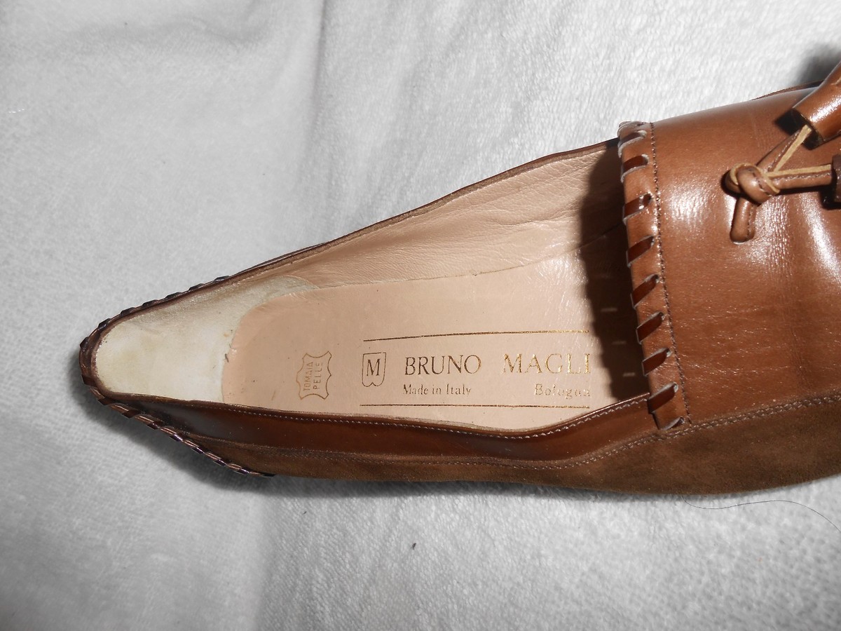Womens BRUNO MAGLI Shoes Tassel Loafers Brown Leather Made  display picture 3