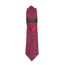 Steven Land Men's Tie Two Hankies Set Red Blue Fuchsia Hi-Density 3.5" Wide