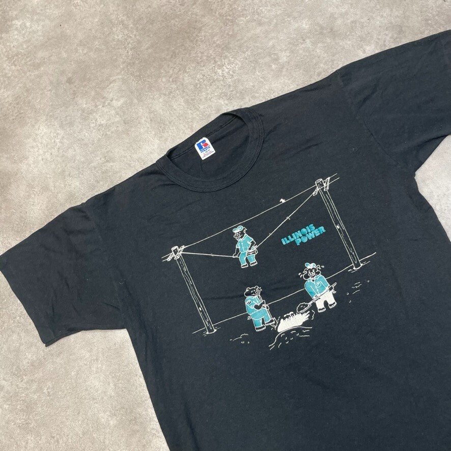Illinois Power T-Shirt Mens 3 Pigs Graphic Single Stitch Tee Black Large image 4