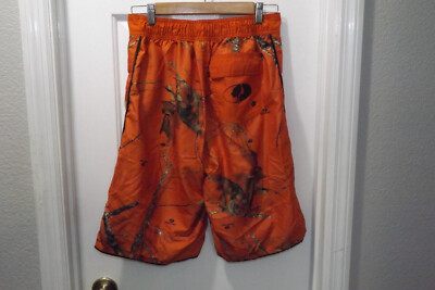 🔥 MENS MOSSY OAK ORANGE & CAMO CAMOFLAGE SWIM TRUNKS BOARD SHORTS