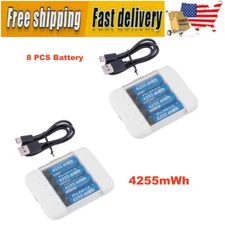 2 Pack 8 pcs 4255mWh Rechargeable Lithium AA Batteries Charger 1.5V 2000 Cycles