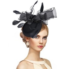 Feathers Fascinators Tea Hats - Handmade Women Ladies Cocktail Mesh Flower Top