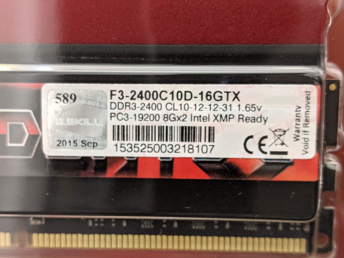 G.Skill PC3-19200 16 GB DIMM 2400 MHz DDR3 SDRAM Memory (F3