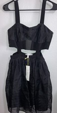 BCBG Generation Black Cutout Dress Tulle Overlay Cami Bra Top Whimsigoth NWT 6