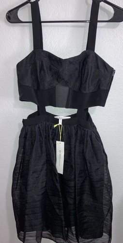 BCBG Generation Black Open Midriff Dress Tulle Overlay Bra Top NWT Sz 6