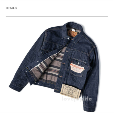 Bronson Vintage Wool Lined Men Short Jacket Raw Selvedge Denim