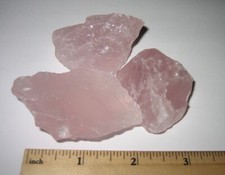 3 RICH NATURAL ROUGH 1.7"-2" ROSE QUARTZ CRYSTAL STONES MADAGASCAR  143.2g 2