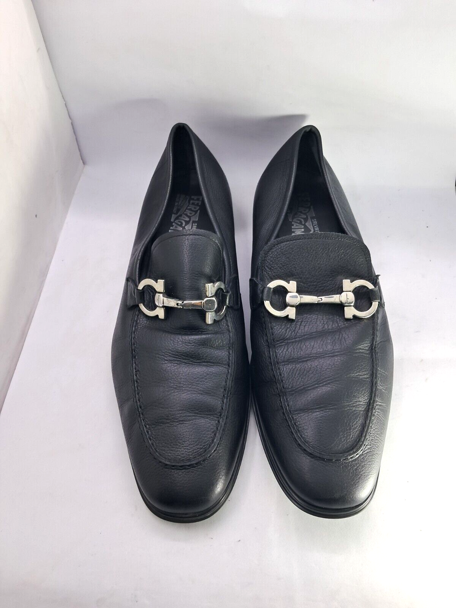 Salvatore Ferragamo Mens FLORI 2 Gancini Horse Bit Black Leather