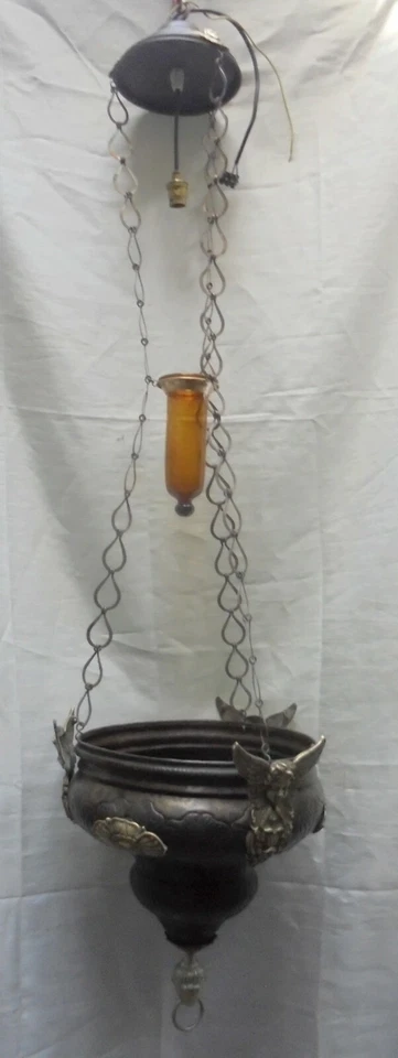 ANCIEN GRAND LUSTRE D’ÉGLISE XIXème ÉLECTRIFIÉ H: 142 cm DN1317 - Photo 3/4