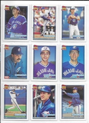 Toronto Blue Jays x 30 Topps 1991 MLB Baseball Trading Cards MINT