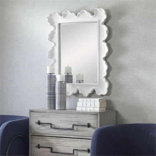 Uttermost Sea Coral Coastal Glass and Resin Mirror in Matte White - Picture 10 of 12