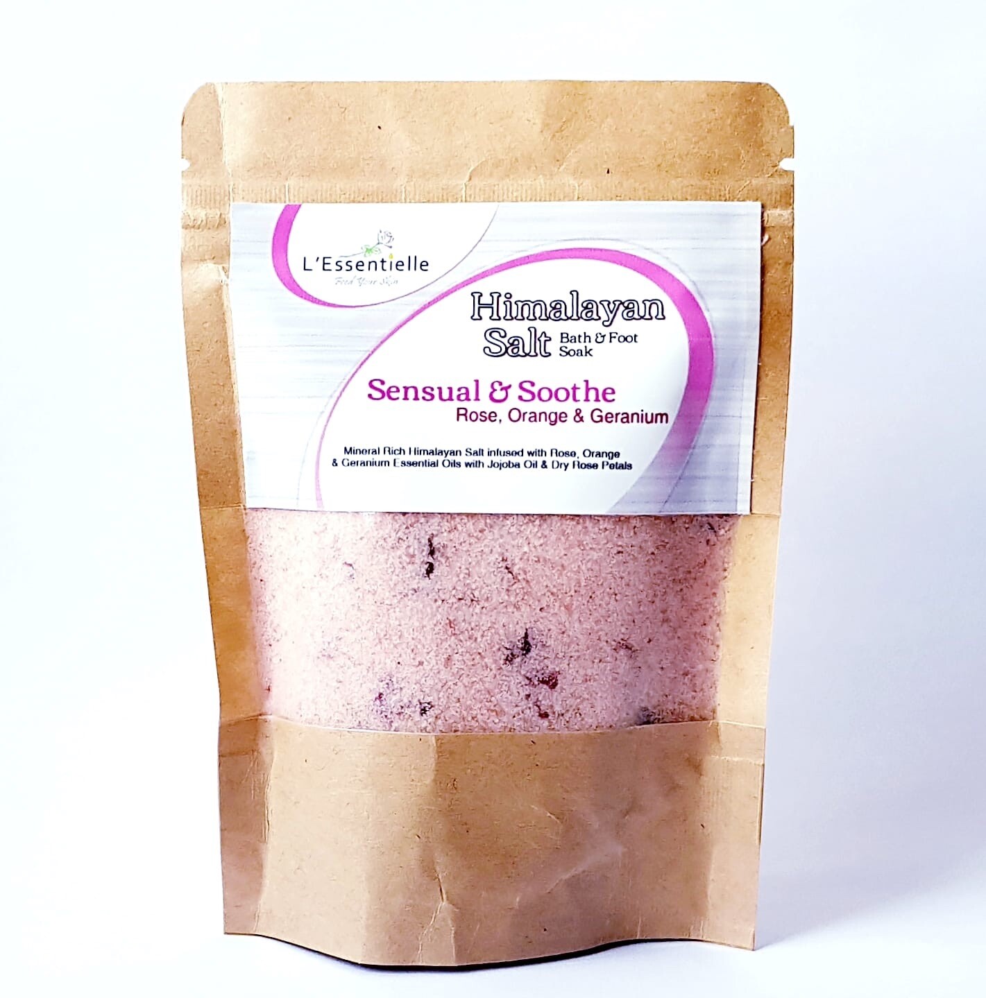 Himalayan Salt Bath Foot Soak Rose Petals And Rose Absolute Orange Geranium 100g