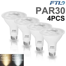 4-Pack PAR30 LED Bulbs Long Neck,Dimmable Flood Light Bulbs,5000K 12W 1300LM 40°