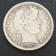 1907 Barber Quarter Dollar 25c Better Grade #35297