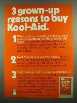 1974 Kool-Aid Drink Ad - 3 Grown-up Reasons to Buy