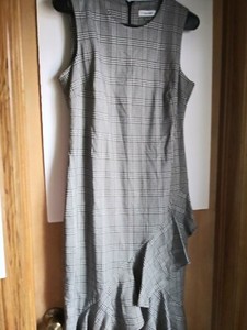 calvin klein black and white checkered dress