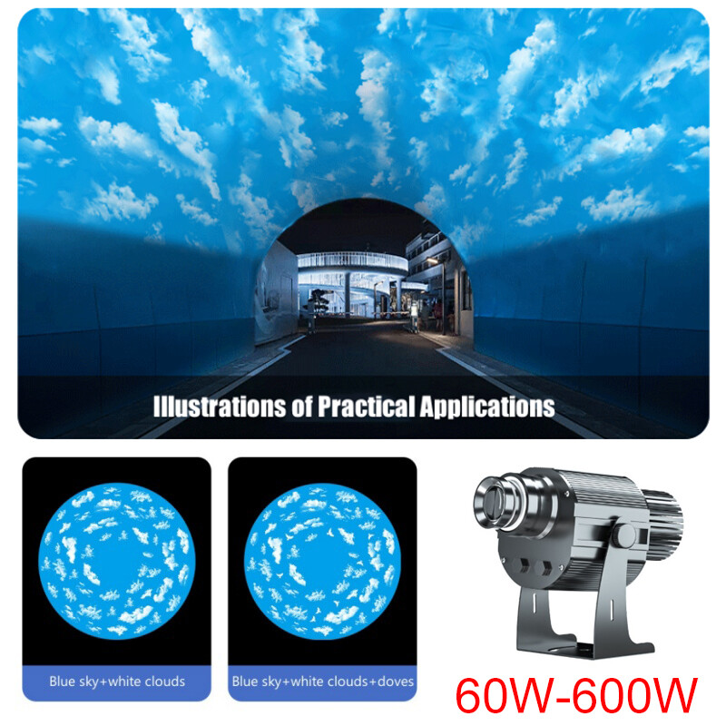 Waterproof Dynamic Cloud Sky Effect Projector: 60W-600W Customizable Logo  Lamp