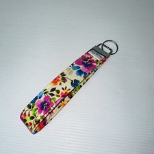 Summertime Florals Print Keychain, key Fob or wristlet For Keys Leopard Spot
