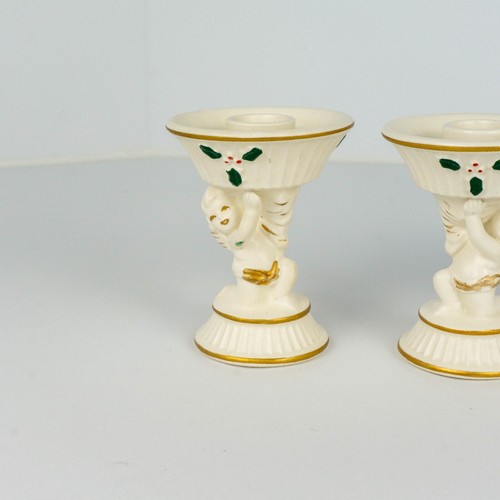 Vintage Ceramic Cherub Candle Holders Figurines Noel Japan Commodore Set of 4 - Picture 10 of 23