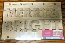 MERRY & BRIGHT UNFINISHED WOOD SIGN 11 X 17 IN LIGHTS NOT INCLUDED HOLE IN 