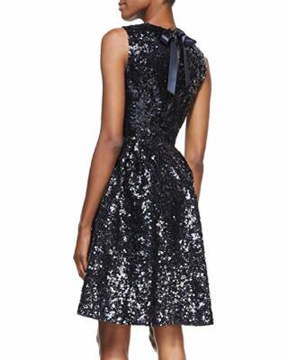 Kate Spade New York Sequin Fit & Flare Cocktail Blue Dress Size 2 L109611 |  eBay