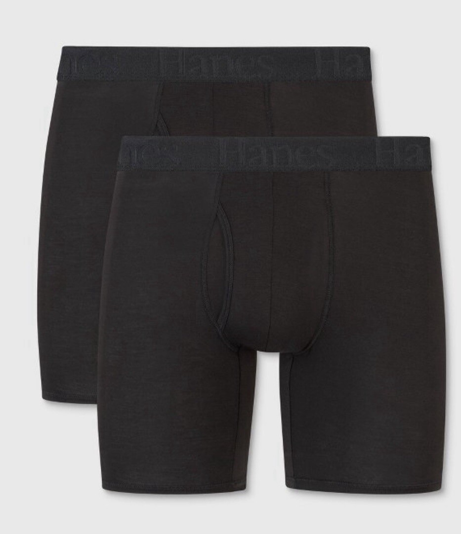 2-Pack) Premium Hanes Supersoft Boxer Briefs. Soft Fabric