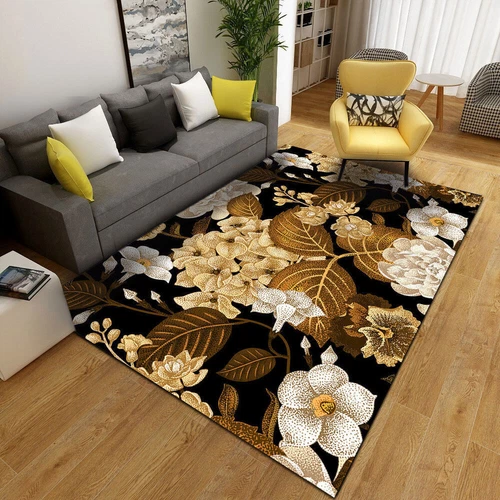 Alfombra de terciopelo floral 3D vintage alfombra de piso para sala de estar dormitorio antideslizante lavable - Imagen 13 de 22