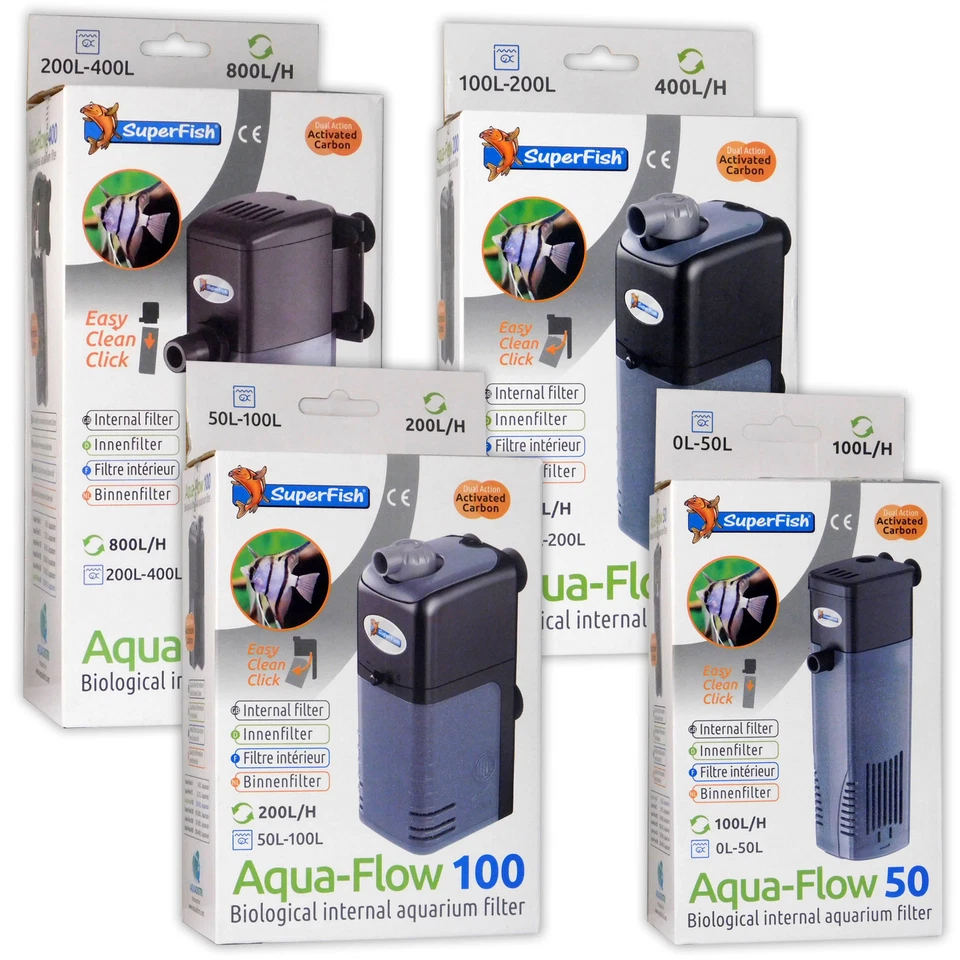 SUPERFISH AQUA-FLOW FILTER FISH TANK SPRAY BAR INTERNAL POWER AQUARIUM MEDIA