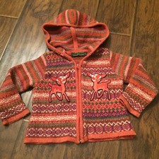 Oilily Zipper Cardigan Hoodie Sweater Long Sleeve Size 104 Deer Appliqué