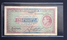 THE GOVERNMENT OF MALTA 2 SHILLINGS 6 PENCE BANKNOTE 1939-1940.