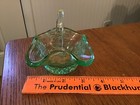 Vintage Miniature Mini Glass Basket Square Basket Weave Green 3 1/4" Tall — photo 2