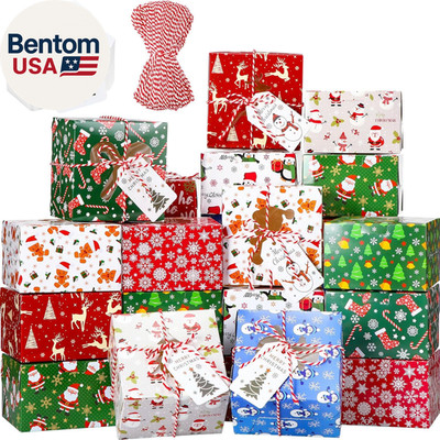 100 Pack Christmas Cookie Boxes with Window - 4 X 4 X 2.5 Inches Treat Boxes for