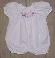 Vtg Baby Christian Dior Romper White Floral Embroidered 6 Months 14-18 lbs