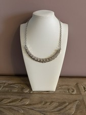 Silver Gem Half Moon Necklace - YH12B