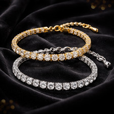 Unisex Edelstahl Tennis Armband mit Swarovski...