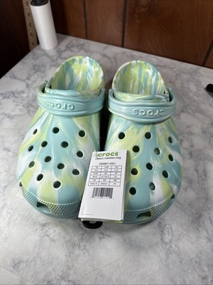 New Mens Size 12 Crocs Classic Marbled Clog Pure Water Roomy Fit 206867-4SU
