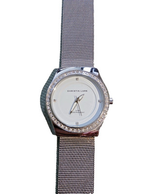 Christian Lars TML3933 Watch, silver with stones around face, new battery