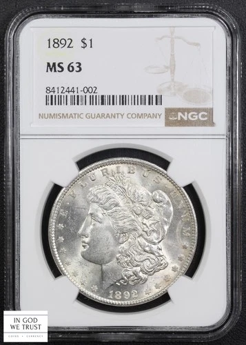 1892 Morgan Silver Dollar $1 NGC MS 63