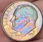 1992-D Roosevelt Dime Beautiful Brilliant Gold/Rainbow Toned Coin  #11